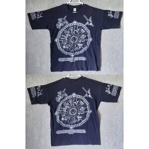 Inca Peru Cusco Calendario Nazca Graphic Navy Blue T Shirt Size XL 100% Cotton
